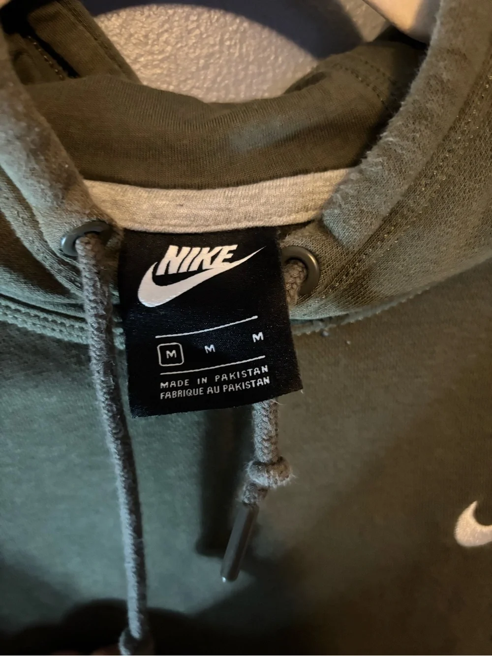 Nike Olive Green Men's Hoodie with White Swoosh